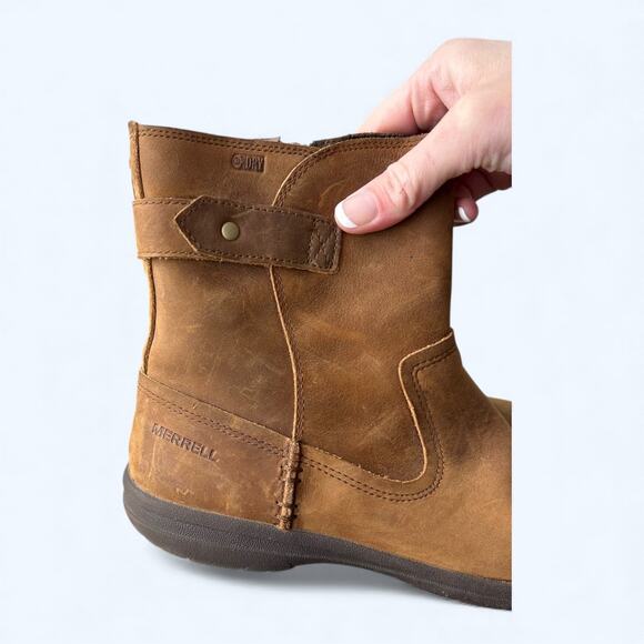 Merrell Encore Kassie Mid Waterproof Boots Brown Leather Womens sz 6.5 Gorpcore - Picture 10 of 14